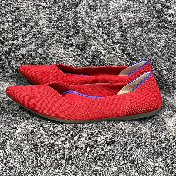 Rothy's The Point Flats Red Classic Soft Flexible Washable size 8.5 - Picture 1 of 7
